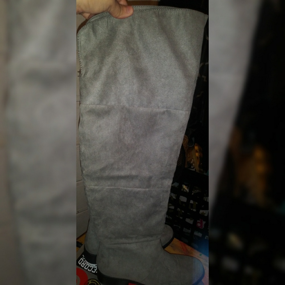 Grey Faux Suede Boots